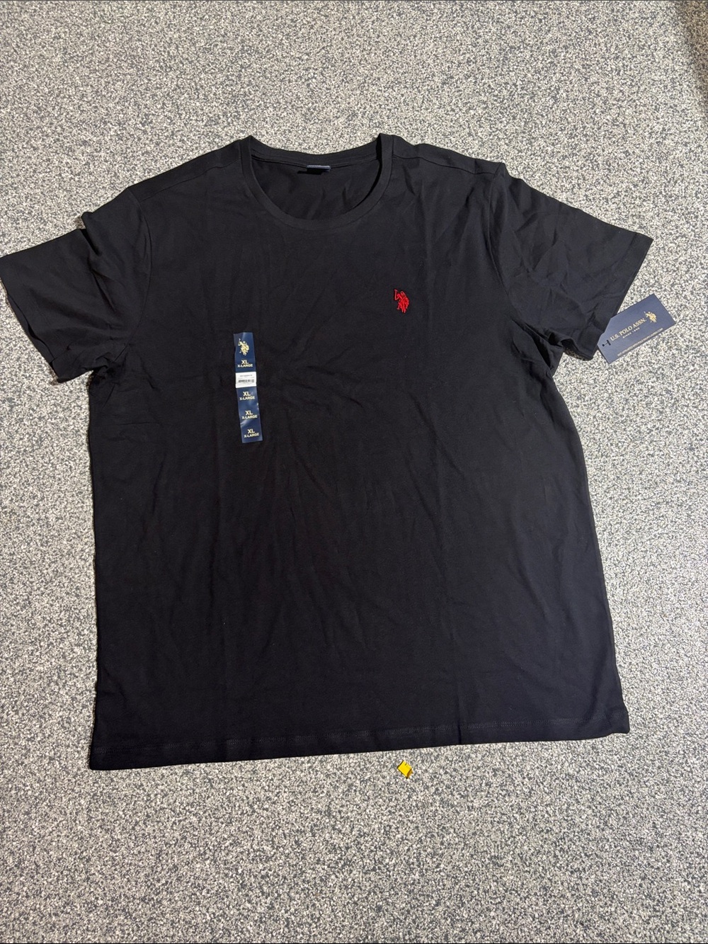 U.S. Polo Assn. Black Short Sleeve Crewneck Tee with Red Embroidered Logo